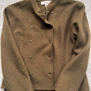 Jones New York Brown Pea Coat with Double Breasted Closure